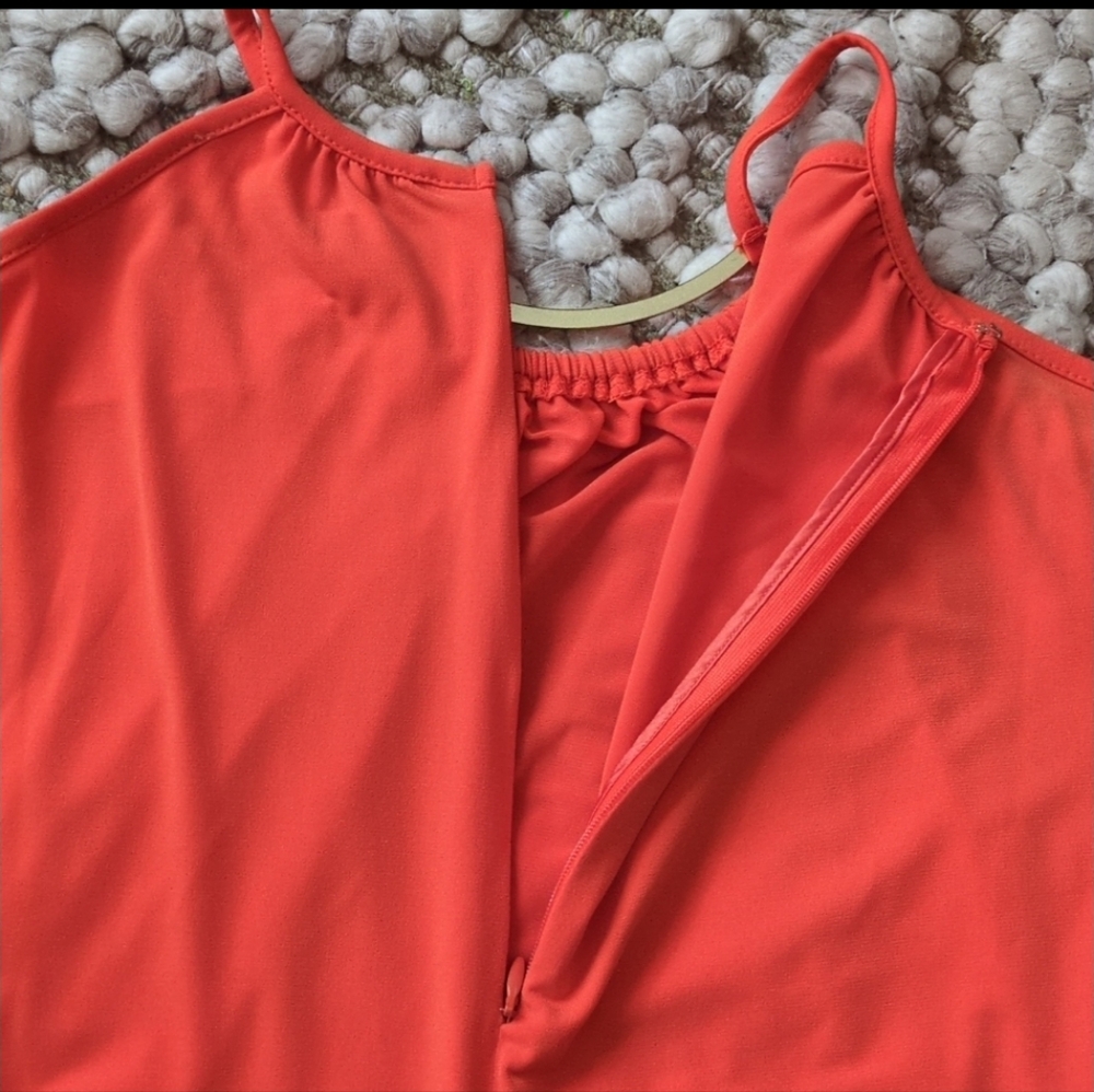 MICHAEL Michael Kors Poppy Orange Gold Tone Halter Cold Shoulder Blouse 1X NWT - Picture 8 of 16